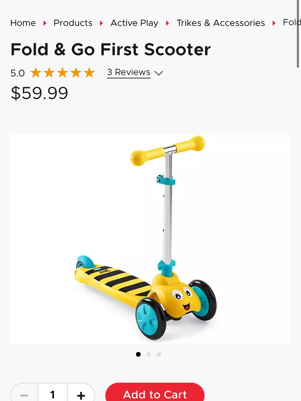Fold & Go First Scooter - Yellow/Teal